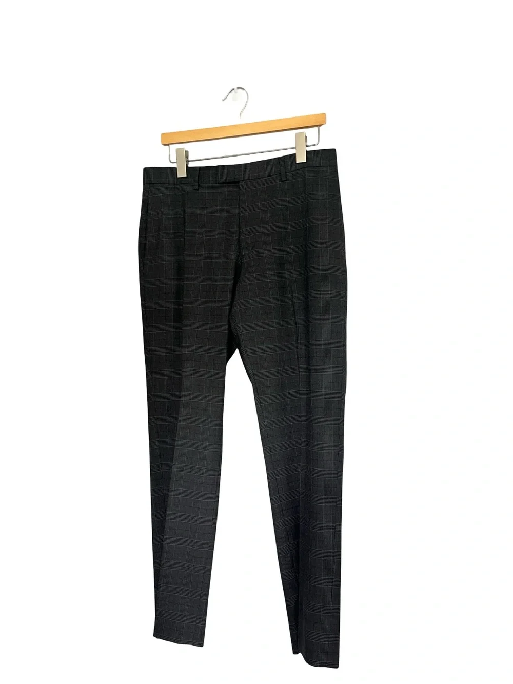 Banana Republic Factory Two Piece Suit Gray Houndstooth Plaid Neutral Mens